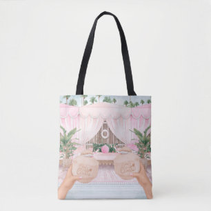 Pink and White Striped Cabana Personalised Coconut Tote Bag