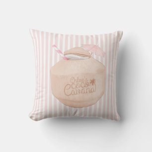 Pink and White Striped   Coconut Drink   Cabana Ou Cushion
