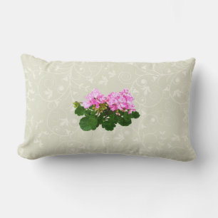 Pink and White Striped Geraniums Lumbar Cushion