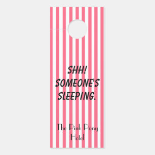 Pink and White Striped Hotel Door Hanger
