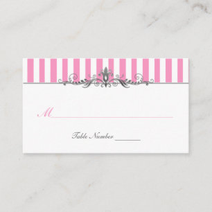 Pink and White Striped Place Card
