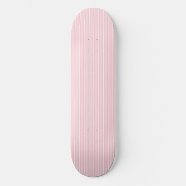 Pink and White Striped Skatedeck Skateboard (Front)