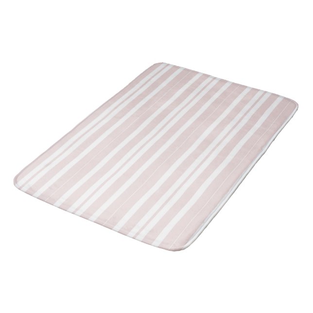 pink and white stripes bath mat (Angled)