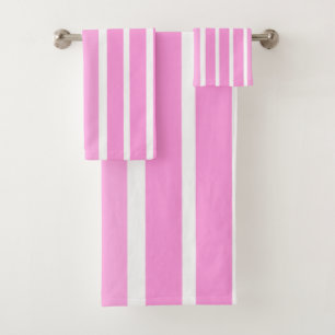 Pink and White Stripes Bath Towel Set
