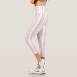 pink and white stripes capri leggings