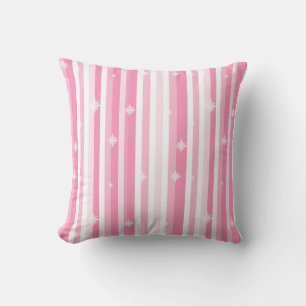 Pink and White Stripes Christmas Cushion