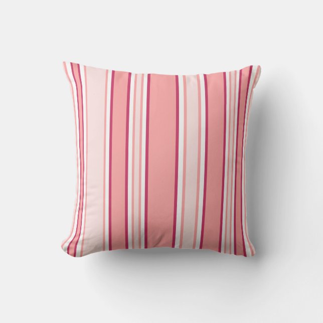 Pink and White Stripes Cushion (Front)