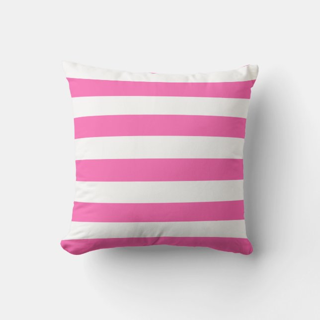 Pink and White Stripes Cushion (Front)