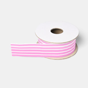 Pink and White Stripes Grosgrain Ribbon