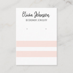 Pink and White Stripes Jewellery Earring Display  Business Card