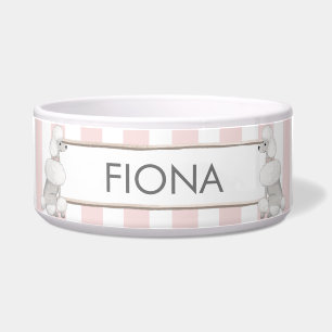 Pink and White Stripes Personalised Pet Bowl