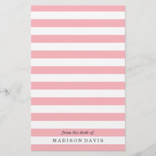 Pink and White Stripes Personalised Stationery