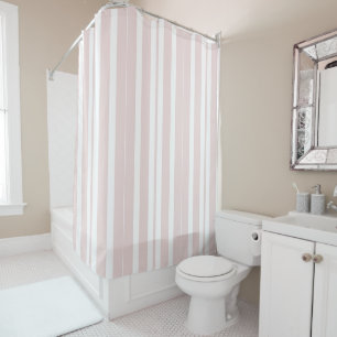 pink and white stripes shower curtain