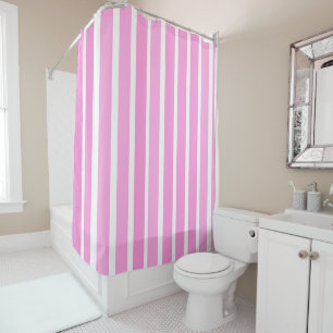 Pink and White Stripes  Shower Curtain
