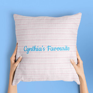 Pink and white stripes squared cushion