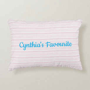 Pink and white stripes squared decorative cushion