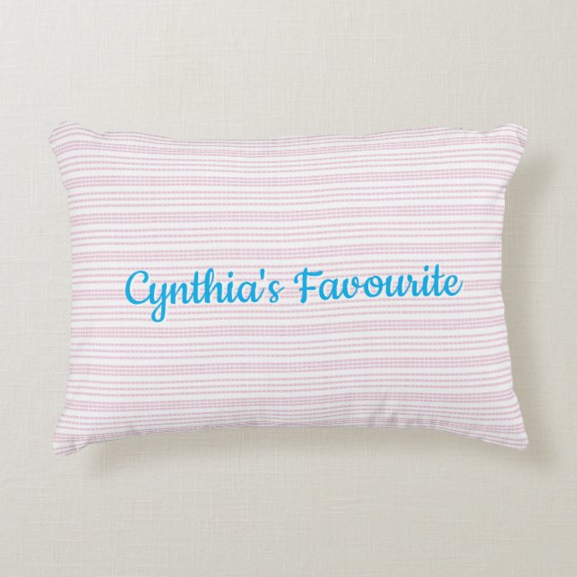 Pink and white stripes squared decorative cushion (Front)