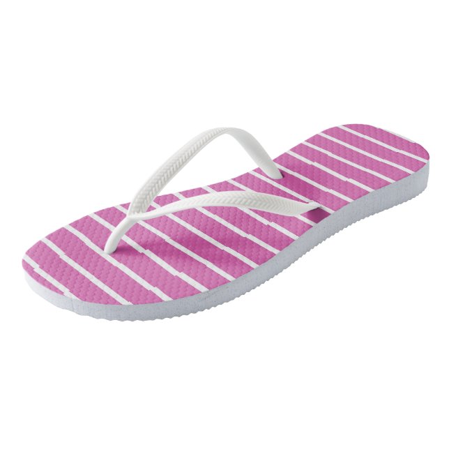 Pink and White Stripes Thongs (Angled)