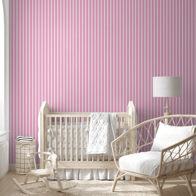 Pink and White Stripes Wallpaper (Kids)
