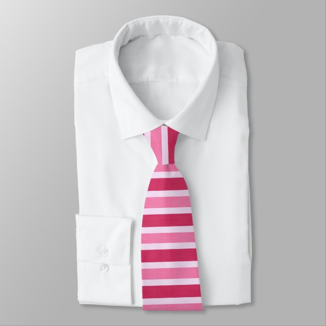 Pink and White Stripped Tie (Tied)