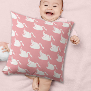 Pink and White Swan Any Colour Cushion