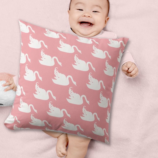 Pink and White Swan Any Colour Cushion (Creator Uploaded)