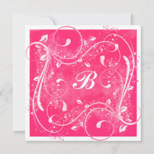 Pink and White Swirls Wedding Invitation