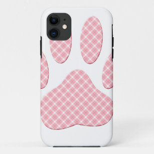 Pink And White Tartan Dog Paw Print Case-Mate iPhone Case