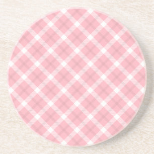 Pink And White Tartan Pattern Coaster