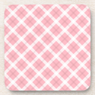 Pink And White Tartan Pattern Coaster