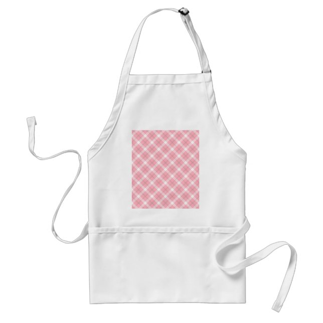 Pink And White Tartan Pattern Standard Apron (Front)