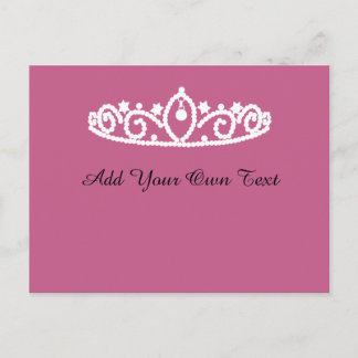 Pink and White Tiara Custom Birthday Party Invite