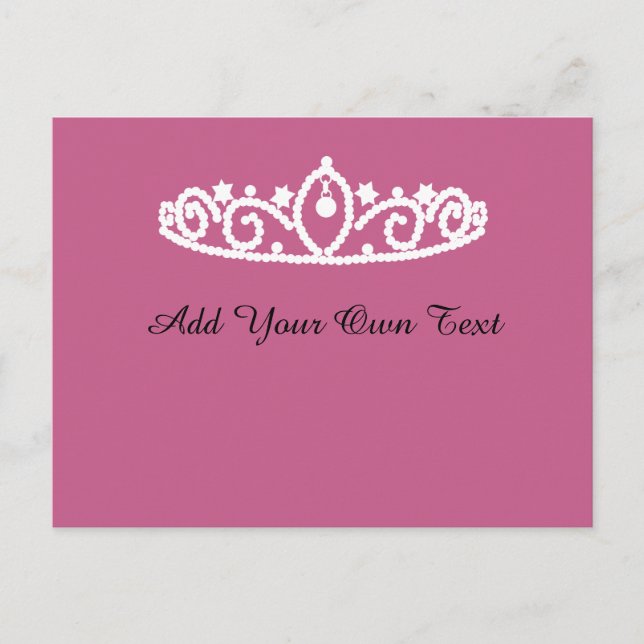 Pink and White Tiara Custom Birthday Party Invite (Front)