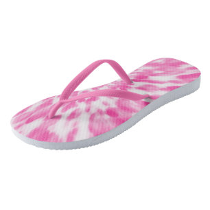 Pink and White Tie-dye Thongs
