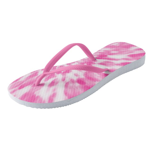 Pink and White Tie-dye Thongs (Angled)