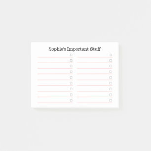 Pink and White To Do List   Personalised Post-it Notes