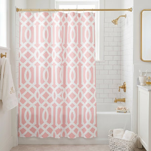 Pink and White Trellis Editable Colours Shower Curtain