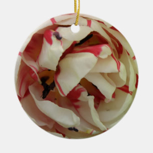 Pink and White Tulip Custom Birthday Ceramic Ornament