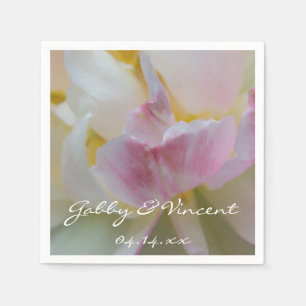 Pink and White Tulip Flower Spring Wedding Napkin