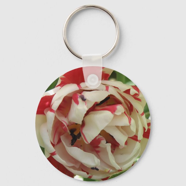 Pink and White Tulip Keychain (Front)