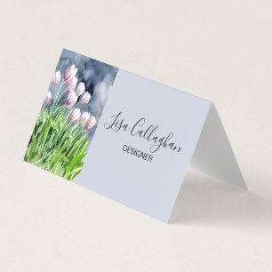 Pink and white tulips business card