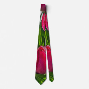 Pink And White Tulips Painterly Neck Tie