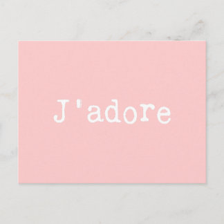 Pink and White Typewritten J'adore Postcard