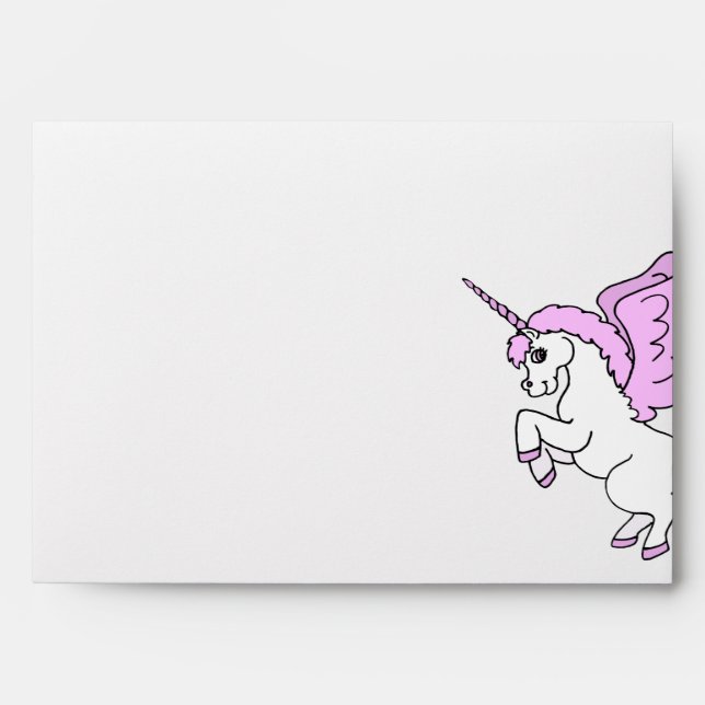 Pink and White Unicorn Graphic Envelope (Front)