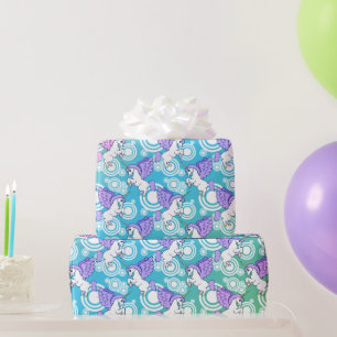 Pink and White Unicorn Pattern Design Wrapping Paper