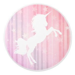 Pink and White Unicorn Stars Fairytale Knob