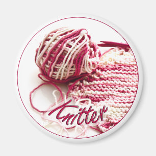 Pink and White Variegated Knitter Magnet