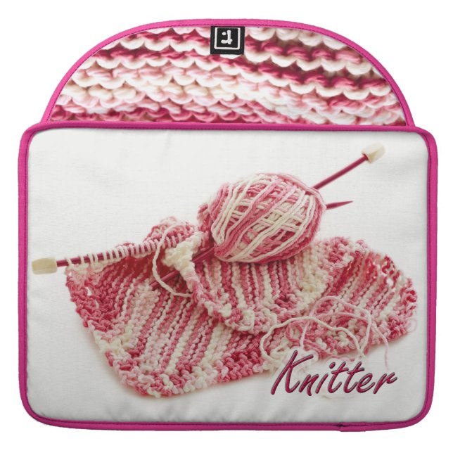 Pink and White Variegated Knitter Sleeve For MacBook Pro (Back Open)