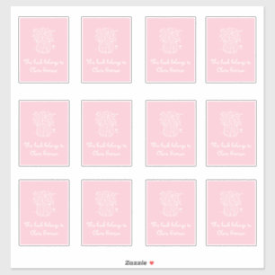 Pink and White Vase Bookplate Stickers