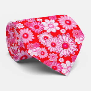 Pink And White Vintage Flower Vibes Tie
